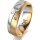 Ring 14 Karat Gelb-/Weissgold 6.0 mm sandmatt 3 Brillanten G vs Gesamt 0,060ct