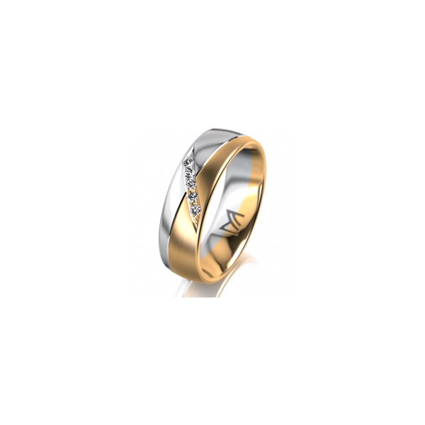 Ring 14 Karat Gelb-/Weissgold 6.0 mm l&auml;ngsmatt 5 Brillanten G vs Gesamt 0,065ct