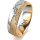 Ring 18 Karat Gelb-/Weissgold 6.0 mm kristallmatt 5 Brillanten G vs Gesamt 0,065ct
