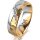 Ring 18 Karat Gelb-/Weissgold 6.0 mm diamantmatt 5 Brillanten G vs Gesamt 0,065ct