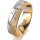 Ring 14 Karat Gelb-/Weissgold 6.0 mm kristallmatt 5 Brillanten G vs Gesamt 0,080ct
