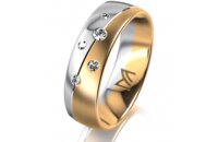 Ring 18 Karat Gelb-/Weissgold 6.0 mm l&auml;ngsmatt 5...