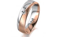 Ring 18 Karat Rot-/Weissgold 5.5 mm sandmatt 1 Brillant G...