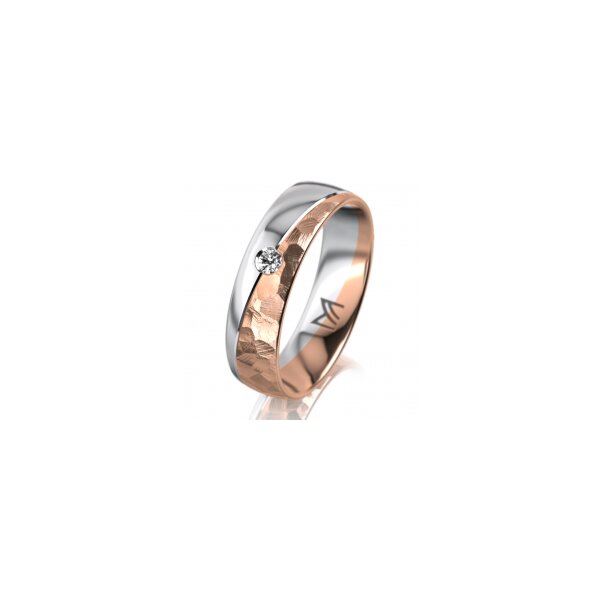 Ring 18 Karat Rot-/Weissgold 5.5 mm diamantmatt 1 Brillant G vs 0,050ct