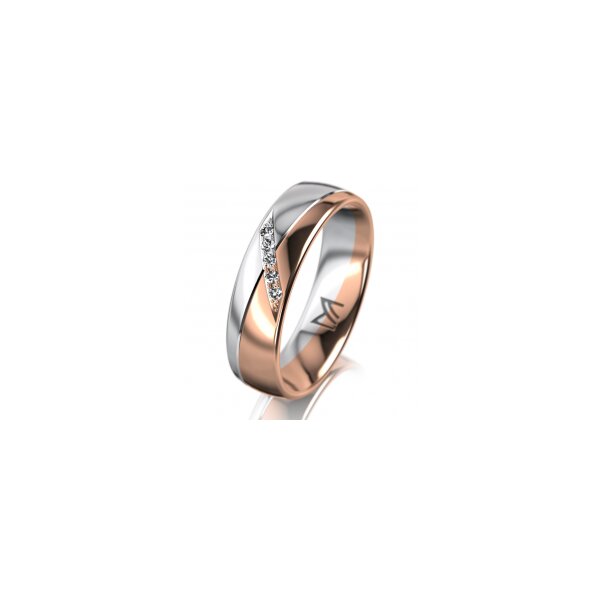 Ring 14 Karat Rot-/Weissgold 5.5 mm poliert 5 Brillanten G vs Gesamt 0,045ct