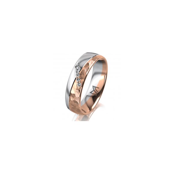 Ring 14 Karat Rot-/Weissgold 5.5 mm diamantmatt 5 Brillanten G vs Gesamt 0,045ct