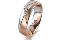 Ring 18 Karat Rot-/Weissgold 5.5 mm sandmatt 5 Brillanten...
