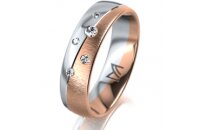 Ring 18 Karat Rot-/Weissgold 5.5 mm sandmatt 5 Brillanten...