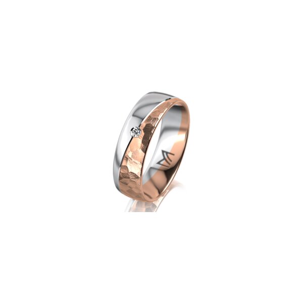 Ring 18 Karat Rot-/Weissgold 6.0 mm diamantmatt 1 Brillant G vs 0,050ct