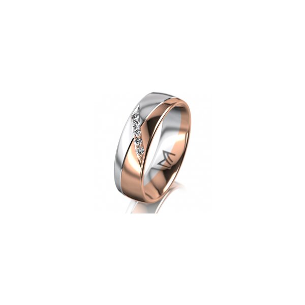 Ring 14 Karat Rot-/Weissgold 6.0 mm poliert 5 Brillanten G vs Gesamt 0,065ct