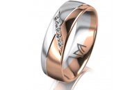 Ring 14 Karat Rot-/Weissgold 6.0 mm poliert 5 Brillanten...