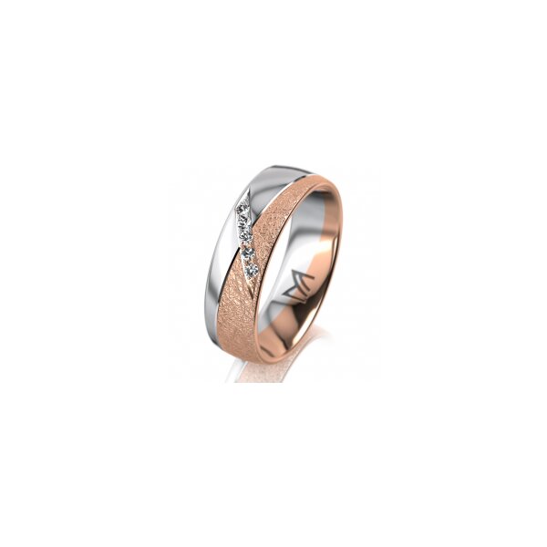 Ring 18 Karat Rot-/Weissgold 6.0 mm kreismatt 5 Brillanten G vs Gesamt 0,065ct