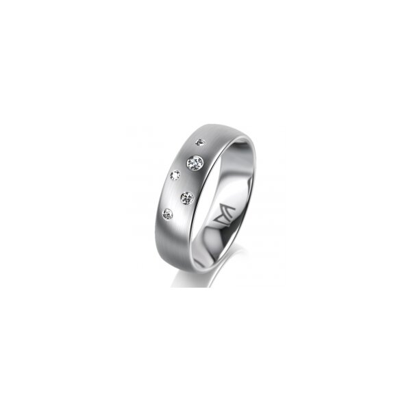Ring 14 Karat Weissgold 5.5 mm l&auml;ngsmatt 5 Brillanten G vs Gesamt 0,065ct