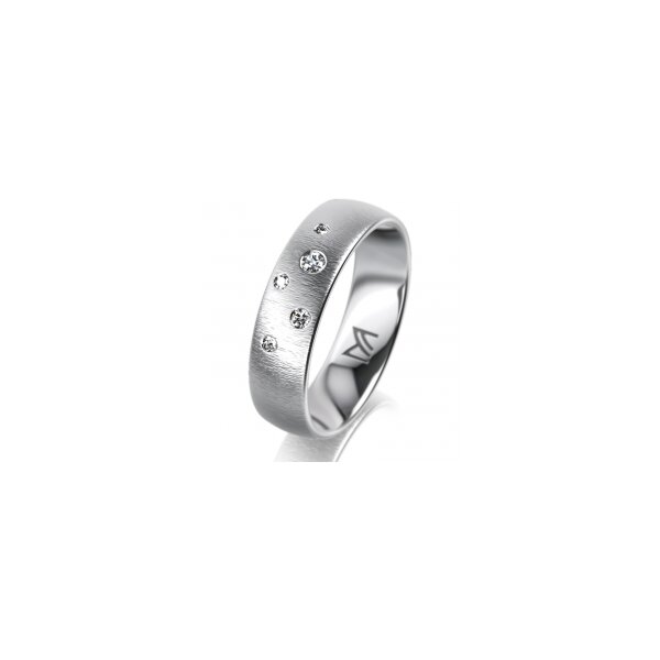 Ring 14 Karat Weissgold 5.5 mm sandmatt 5 Brillanten G vs Gesamt 0,065ct