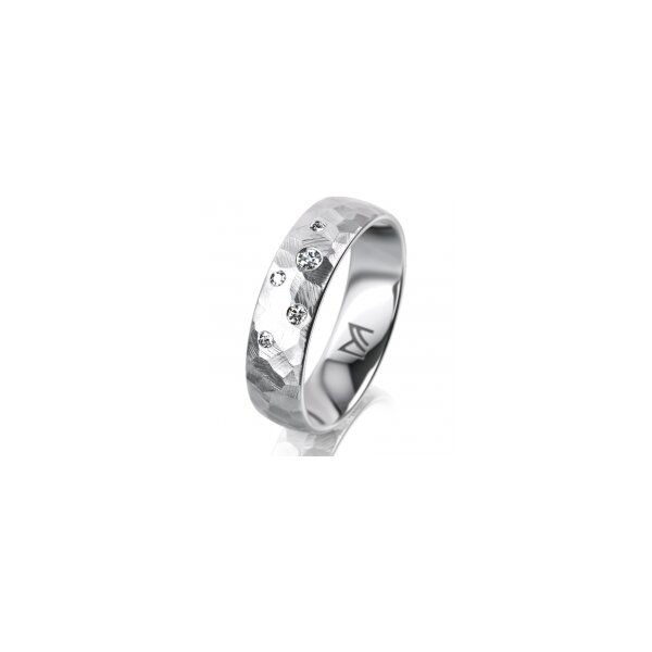 Ring 14 Karat Weissgold 5.5 mm diamantmatt 5 Brillanten G vs Gesamt 0,065ct
