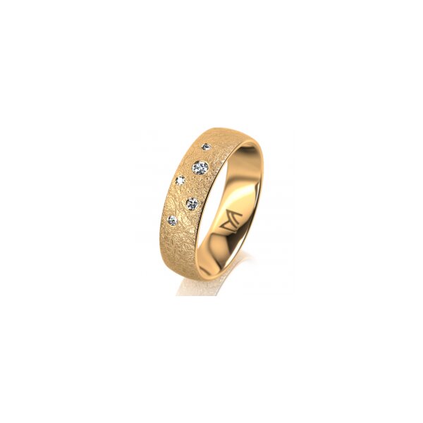 Ring 14 Karat Gelbgold 5.5 mm kreismatt 5 Brillanten G vs Gesamt 0,065ct