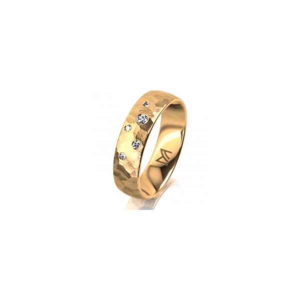 Ring 14 Karat Gelbgold 5.5 mm diamantmatt 5 Brillanten G vs Gesamt 0,065ct