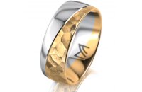 Ring 18 Karat Gelb-/Weissgold 7.0 mm diamantmatt