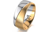 Ring 18 Karat Gelb-/Weissgold 8.0 mm sandmatt