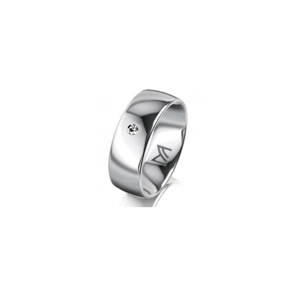 Ring 14 Karat Weissgold 7.0 mm poliert 1 Brillant G vs 0,025ct