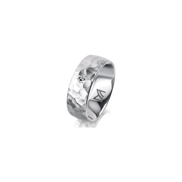 Ring 18 Karat Weissgold 7.0 mm diamantmatt 1 Brillant G vs 0,025ct