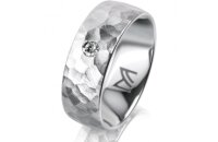 Ring 14 Karat Weissgold 7.0 mm diamantmatt 1 Brillant G...