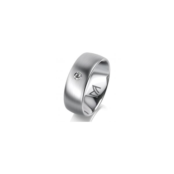 Ring 18 Karat Weissgold 7.0 mm l&auml;ngsmatt 1 Brillant G vs 0,050ct