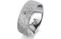 Ring 18 Karat Weissgold 7.0 mm kristallmatt 1 Brillant G...