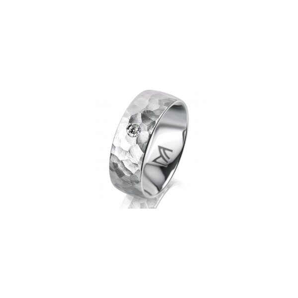 Ring 18 Karat Weissgold 7.0 mm diamantmatt 1 Brillant G vs 0,050ct