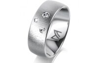 Ring 18 Karat Weissgold 7.0 mm sandmatt 3 Brillanten G vs...