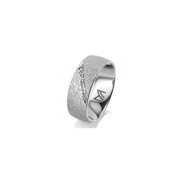 Ring 14 Karat Weissgold 7.0 mm kreismatt 6 Brillanten G vs Gesamt 0,080ct