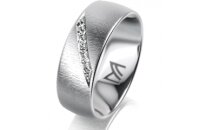 Ring 14 Karat Weissgold 7.0 mm sandmatt 6 Brillanten G vs...