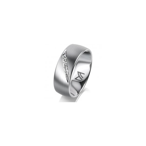 Ring 18 Karat Weissgold 7.0 mm l&auml;ngsmatt 6 Brillanten G vs Gesamt 0,080ct
