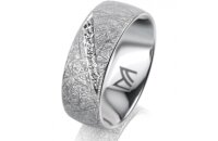 Ring 18 Karat Weissgold 7.0 mm kristallmatt 6 Brillanten...