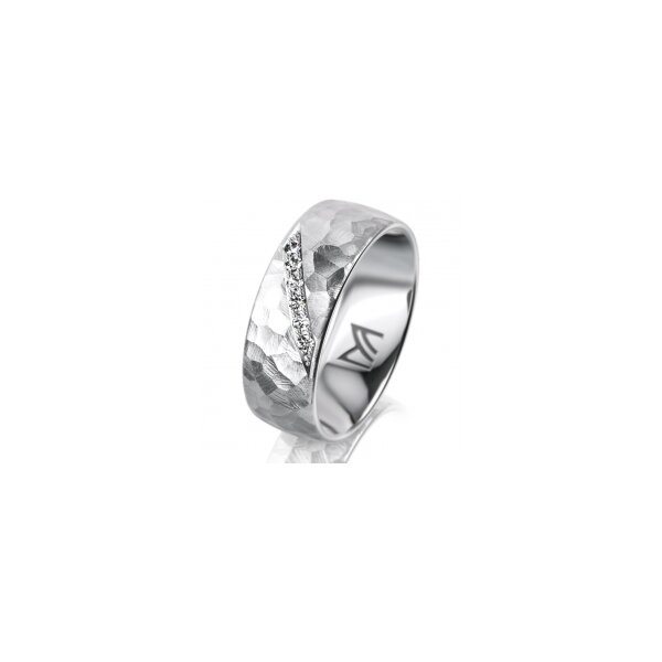 Ring 18 Karat Weissgold 7.0 mm diamantmatt 6 Brillanten G vs Gesamt 0,080ct
