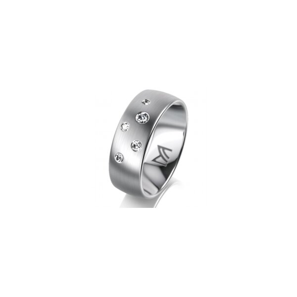 Ring 14 Karat Weissgold 7.0 mm l&auml;ngsmatt 5 Brillanten G vs Gesamt 0,095ct