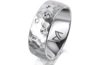 Ring 14 Karat Weissgold 7.0 mm diamantmatt 5 Brillanten G...