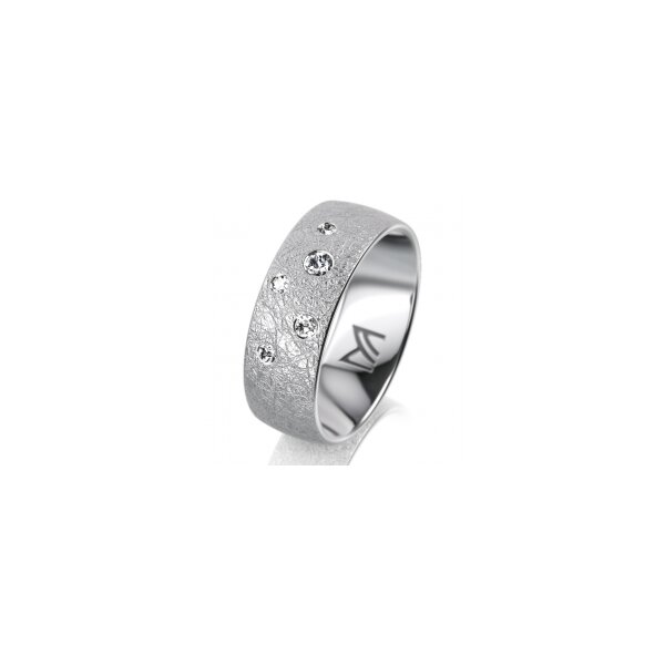 Ring 18 Karat Weissgold 7.0 mm kreismatt 5 Brillanten G vs Gesamt 0,095ct