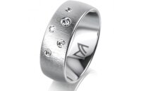 Ring 18 Karat Weissgold 7.0 mm sandmatt 5 Brillanten G vs...
