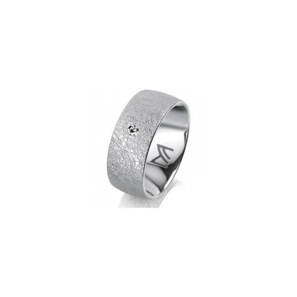 Ring 14 Karat Weissgold 8.0 mm kreismatt 1 Brillant G vs 0,025ct