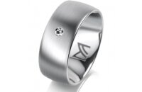 Ring 18 Karat Weissgold 8.0 mm l&auml;ngsmatt 1 Brillant...