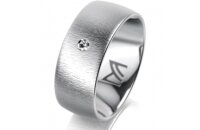 Ring 18 Karat Weissgold 8.0 mm sandmatt 1 Brillant G vs...