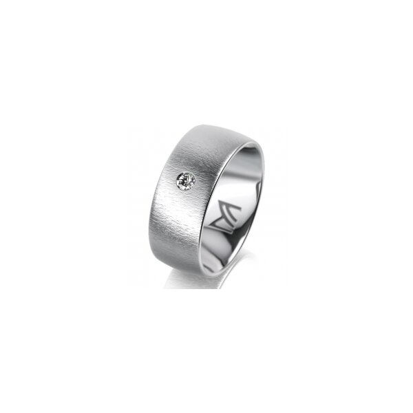 Ring 14 Karat Weissgold 8.0 mm sandmatt 1 Brillant G vs 0,050ct