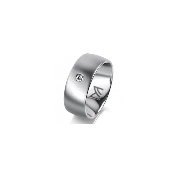 Ring 18 Karat Weissgold 8.0 mm l&auml;ngsmatt 1 Brillant G vs 0,050ct