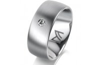 Ring 18 Karat Weissgold 8.0 mm l&auml;ngsmatt 1 Brillant...