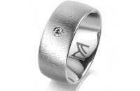 Ring 18 Karat Weissgold 8.0 mm sandmatt 1 Brillant G vs...