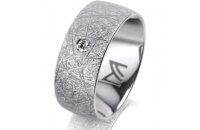 Ring 18 Karat Weissgold 8.0 mm kristallmatt 1 Brillant G...