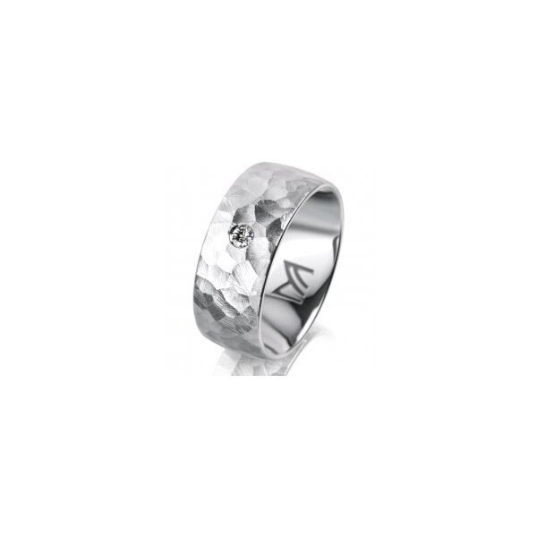 Ring 18 Karat Weissgold 8.0 mm diamantmatt 1 Brillant G vs 0,050ct