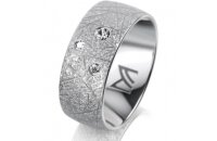 Ring 14 Karat Weissgold 8.0 mm kristallmatt 3 Brillanten...