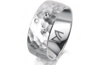 Ring 14 Karat Weissgold 8.0 mm diamantmatt 3 Brillanten G...
